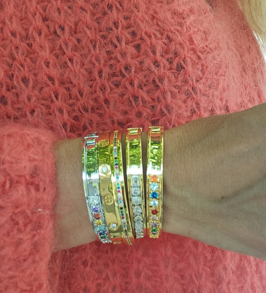 "AURA SILVER" hinged bangle