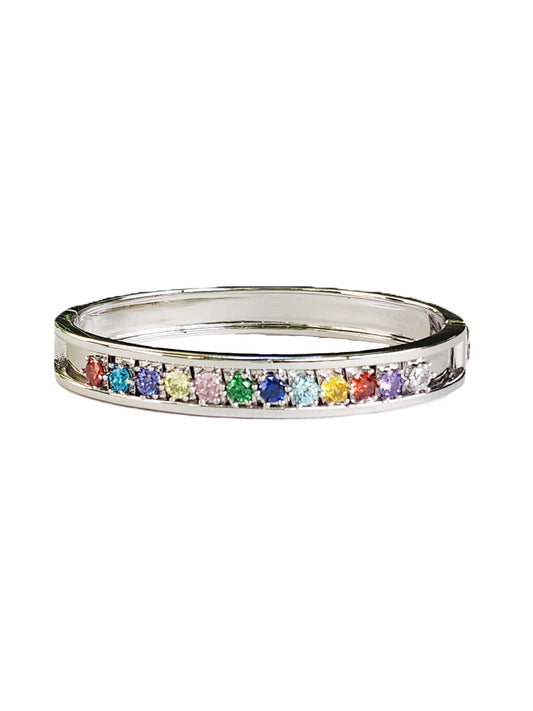 "AURA SILVER" hinged bangle