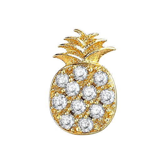 Pineapple charm, gold-plated with zirconia