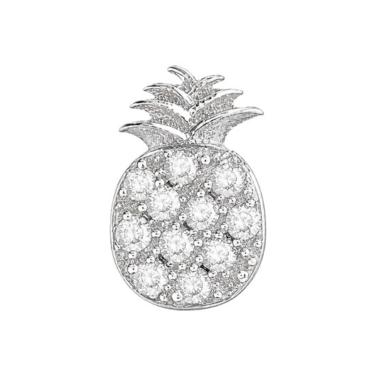 Pineapple charm, sterling silver and cubic zirconia