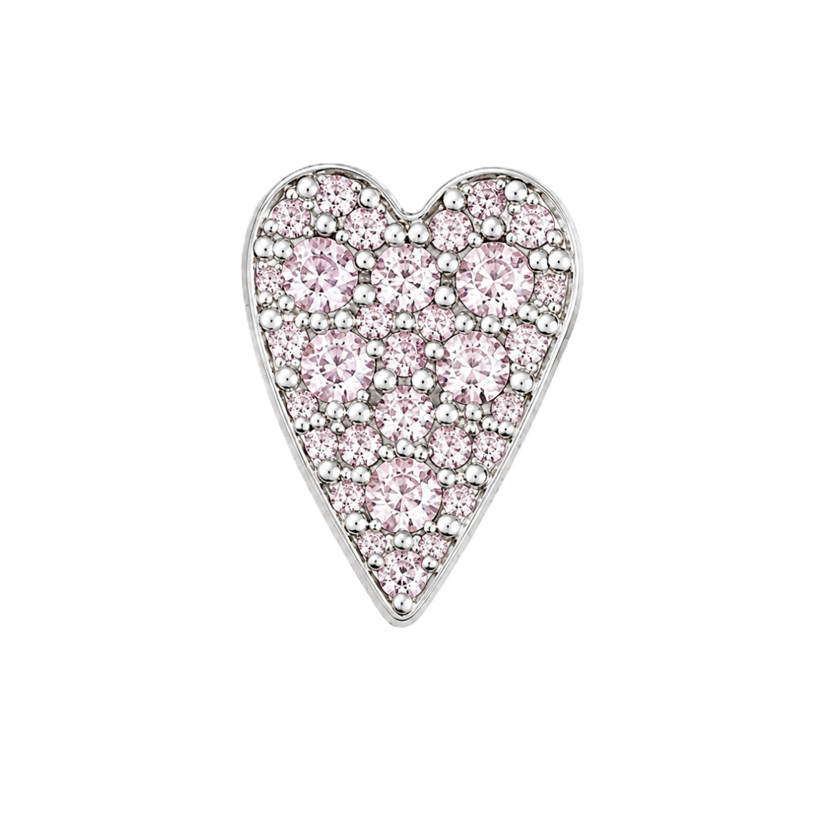 Charm CŒUR rose plein silver