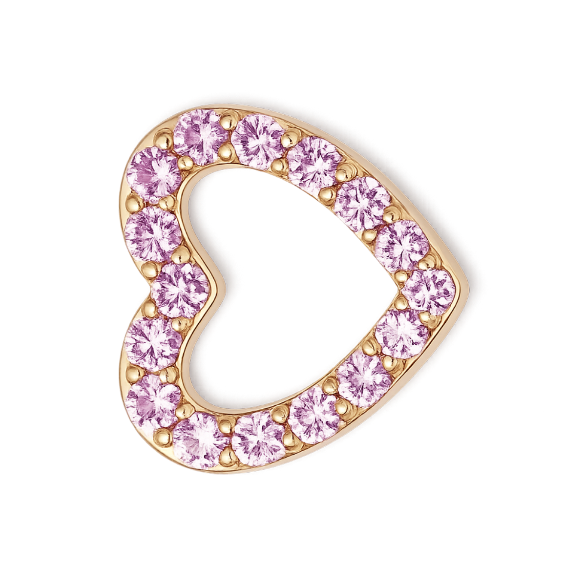 Charm COEUR zirconium mauve droite gold