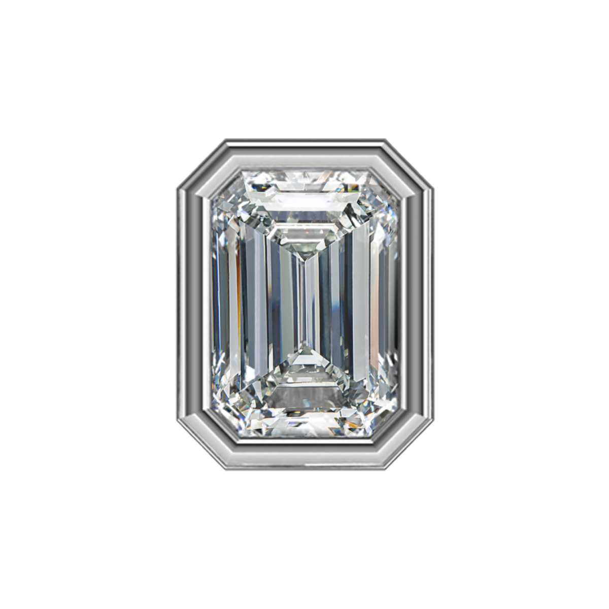 Charm RECTANGLE zirconium blanc silver (coupe émeraude)